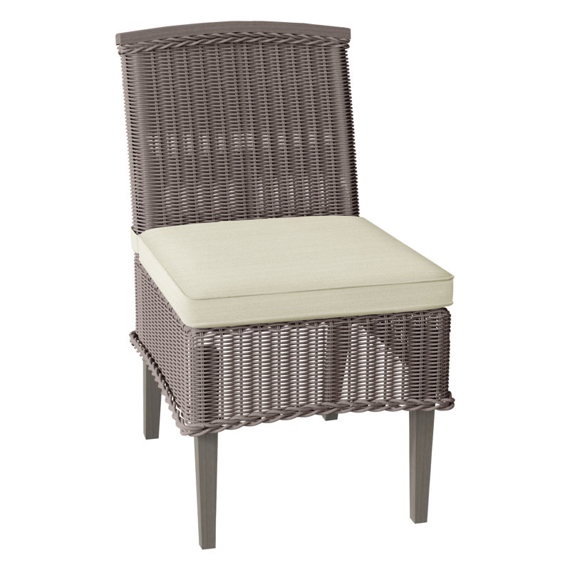 Astoria Patio Dining Side Chair with Cushions, Oyster, Rollo Lace, Welt