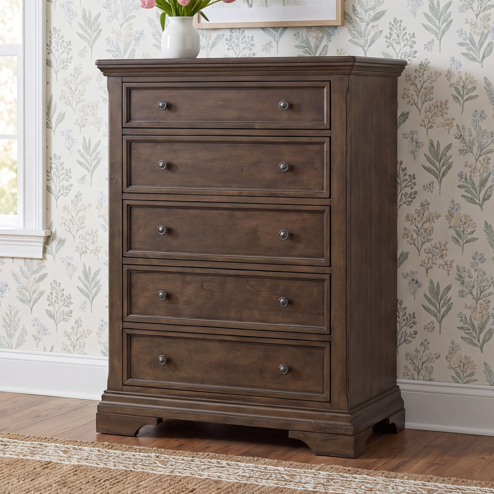 Shayla 5-Drawer Dresser, Rosewood