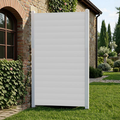 Panneau de clôture pour équipement de piscine en vinyle blanc avec piquets en métal 38 po x H 60 po (1 panneau)