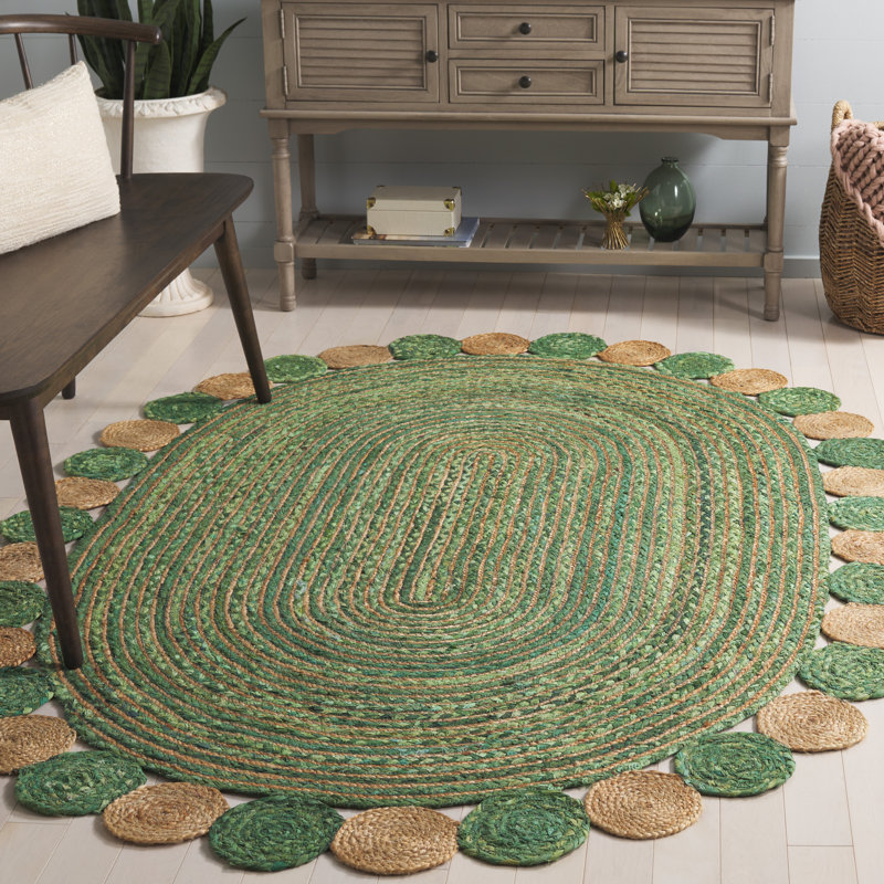 Sherise Hand Woven Jute Cotton Rug, Oval 5' x 7'