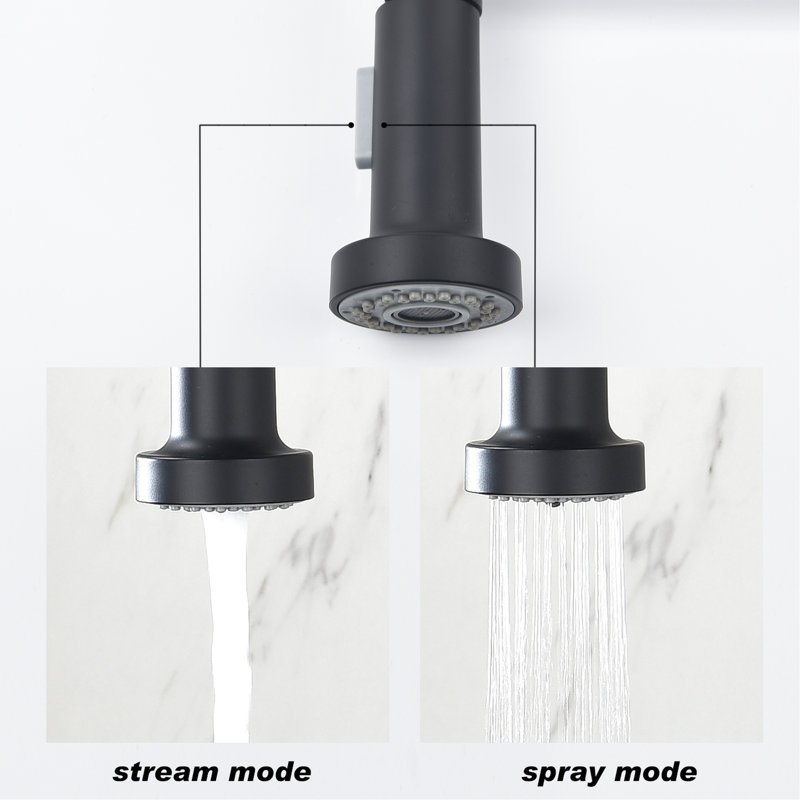 Robinet de cuisine extractible, acier inoxydable noir mat, buse rotative à 360 ° pour un accès optimal à l'eau, à la corrosion et au traitement de la rouille, robinet de réglage de débit à poignée simple avec douchette extractible,