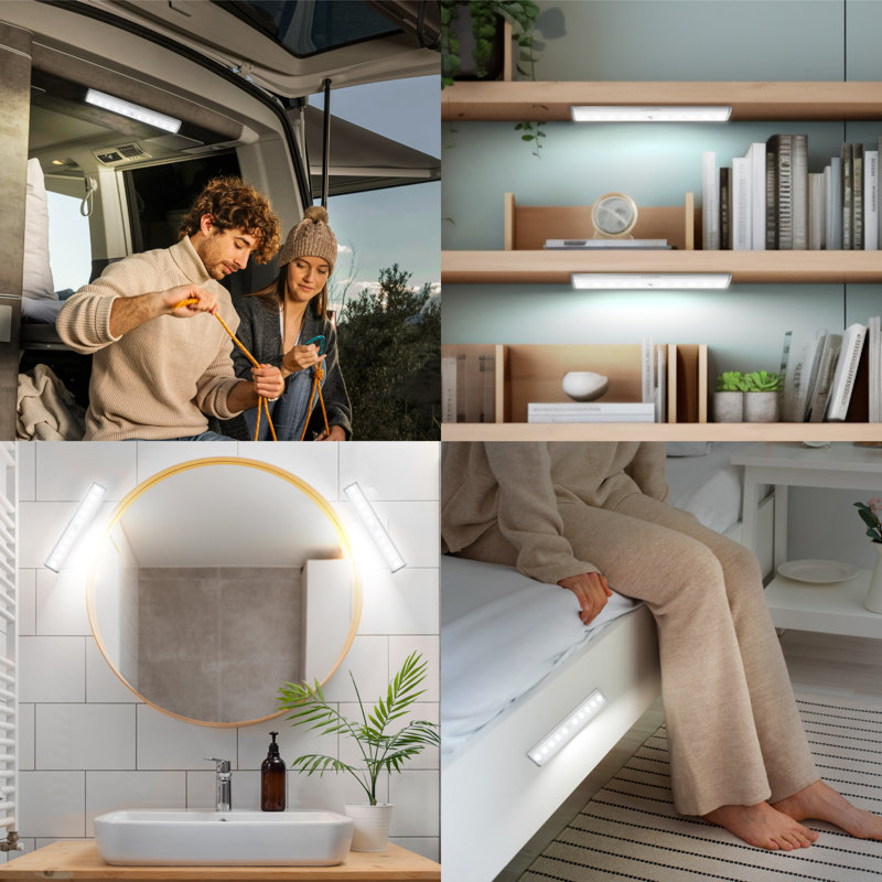 LEPOTEC 7.48Inch 10 LED Wireless Rechargeable Motion Sensor Cabinet Light (Set of 3), 6500K Cool White