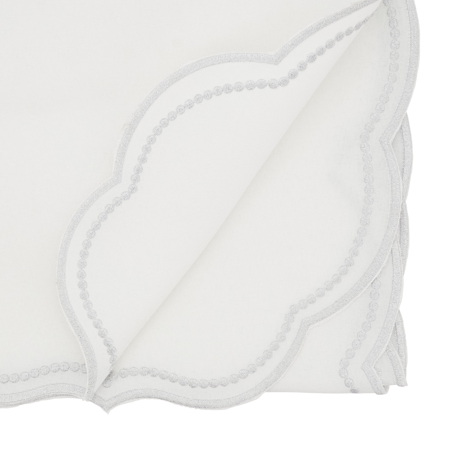 Saro Lauryn 70" Table Runner, White/Silver