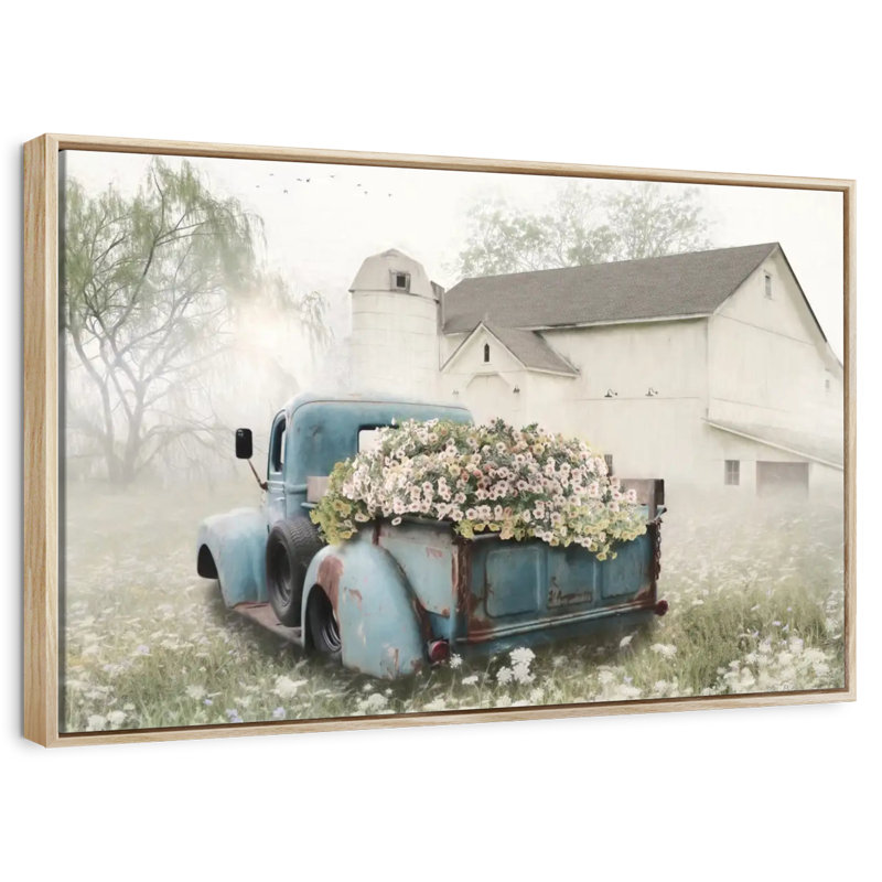 Pleine de fleurs, 19 po x 13 po, Cadre flottant en bois naturel