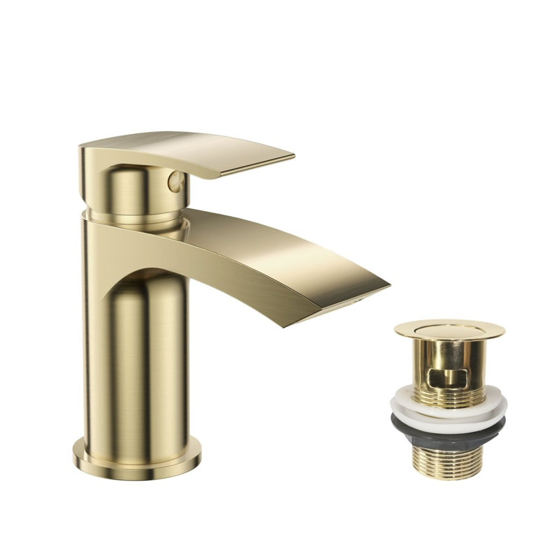 Carter Mono Basin Mixer Tap with Waste, Brushed Brass