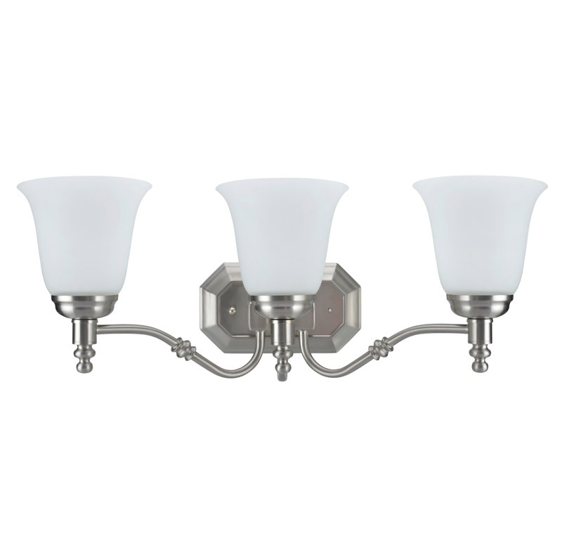Satin Nickel 3-Light Vanity Fixture with Frosted Glass Shades