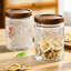 Pot de rangement en verre 24 oz / 4 PCS avec couvercles en bois de bambou hermétiques, ensembles de contenants de nourriture rétro