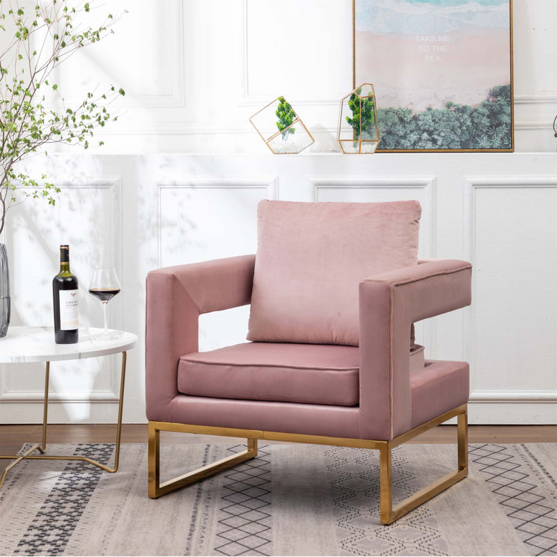Chaise avec accoudoirs rembourrée Lenola, Rose