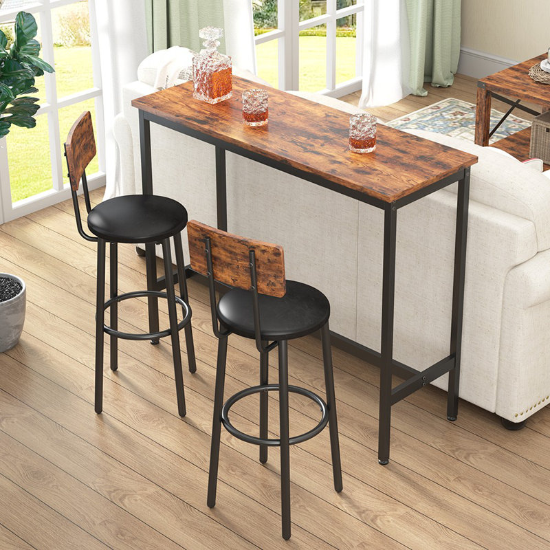 Postma 2 - Person Four Leg Dining Set, Rustic Brown, Rustic Brown/Black
