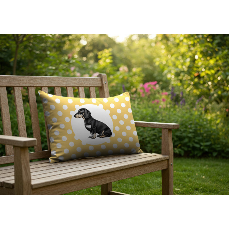 Coussin réversible intérieur / extérieur Dachshund Dog, 20 po x 14 po, Jaune