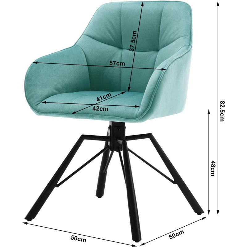 Malkin 48cm H Velvet Upholstered Armchair, Turquoise