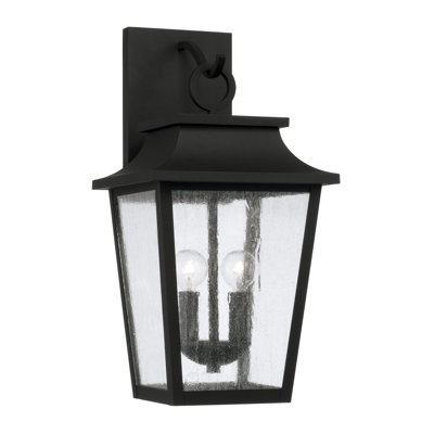1-Light Outdoor Tapered Wall Lantern with Ripple Glass