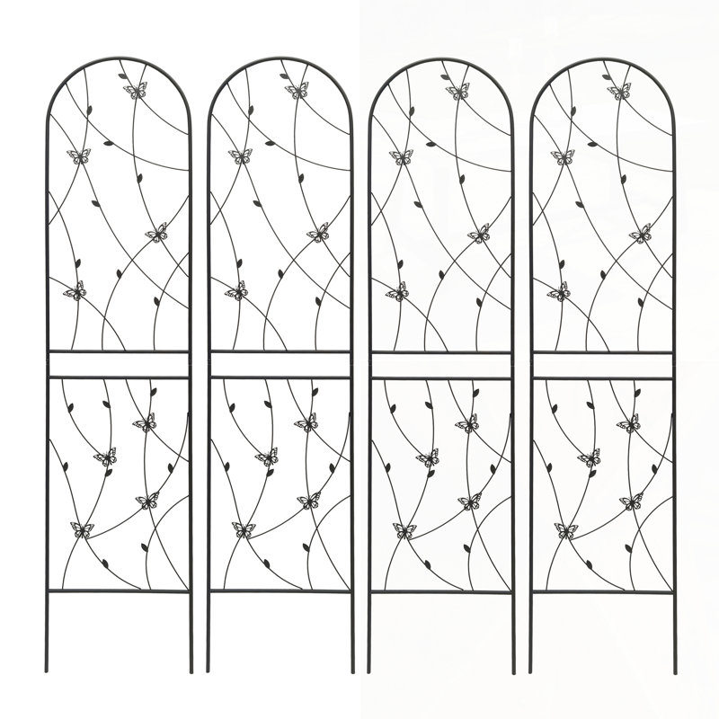 Paquet de 2 treillis de jardin en métal pour plantes grimpantes, antirouille et durable avec un design élégant de papillon
