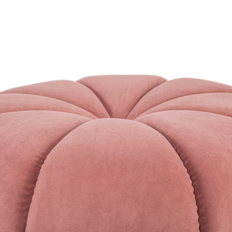 Brumfield with Stripes Pouf, Pink Velvet