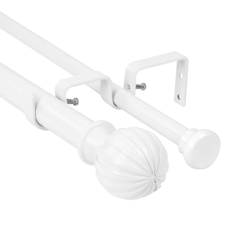 Tringle à rideaux double Coury, H 1 po x l 84 po x P 1 po, Blanc