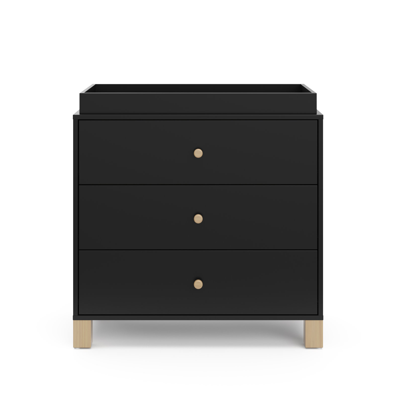 California 3 Drawer Chest With Topper, Black