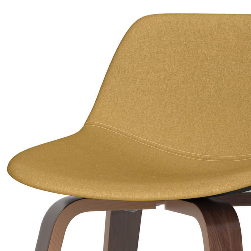 Randolph Upholstered Bentwood Mid-Century Modern Bar & Counter Stool with Chrome Footrest, Dijon Yellow