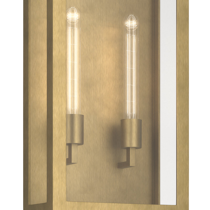 Applique murale d'extérieur 25 pouces avec verre transparent en laiton naturel Marea, H 25 po x l 11 po x P 5,75 po