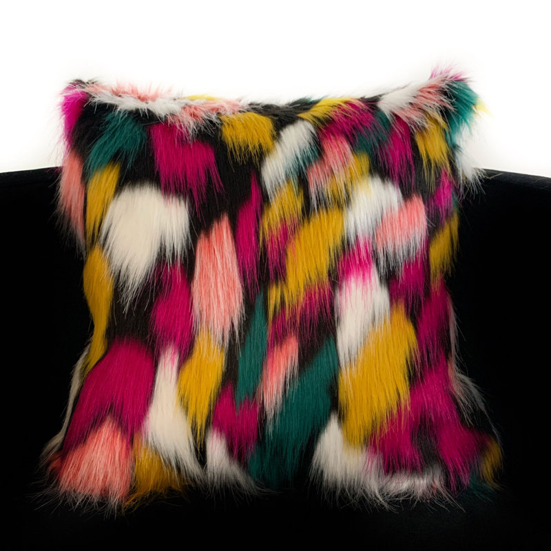 Amazonian Bird Faux Fur Animal Print Pillow, 18" x 18"
