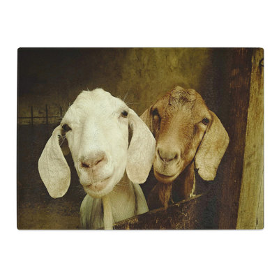 Pair Of Goats  Glass Chopping Board