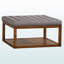 Repose-pieds capitonné Ato avec revêtement en tissu gris et finition brune, H 19,96 po x l 36,29 po x P 36,29 po