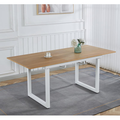 Table de salle à manger extensible carrée de couleur chêne avec pieds en métal et table de cuisine moderne pour gagner de l'espace (L 55,11 po / L 70,86 po x l 31,5 po x H 29,5 po)