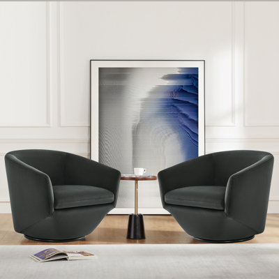 Fauteuil demi-tonneau pivotant en velours Elexi