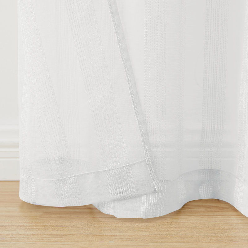 Polyester Sheer Curtain Panel Pair, White