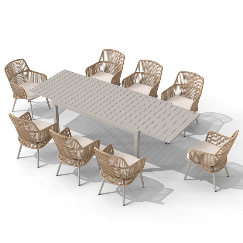 Ensemble repas d'extérieur pour 8 personnes, Gris