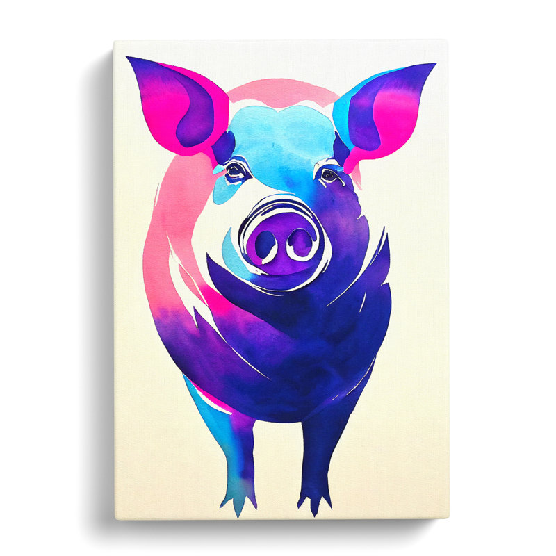 Watercolour Pig - Wrapped Canvas, 76cm H x 50cm W x 3cm D