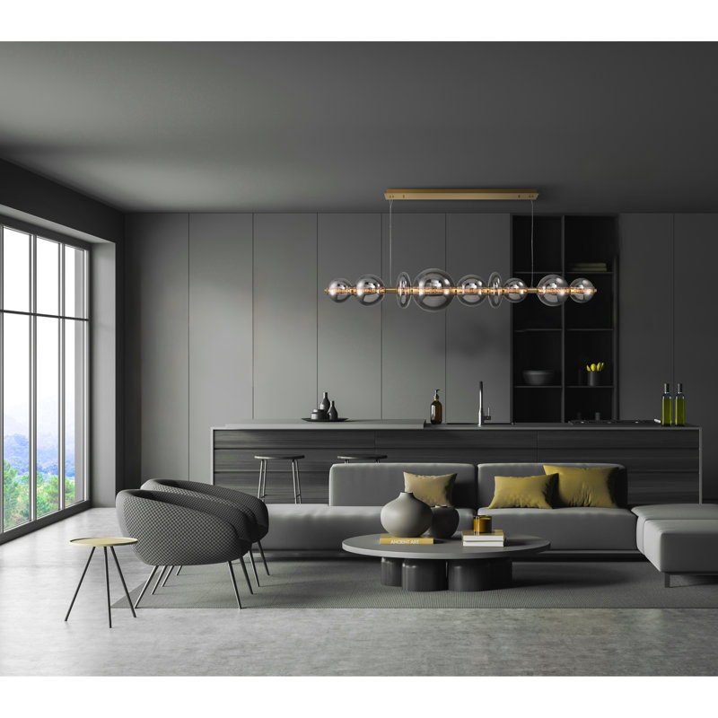Lustre Atomo LED, Fumée, Or brossé