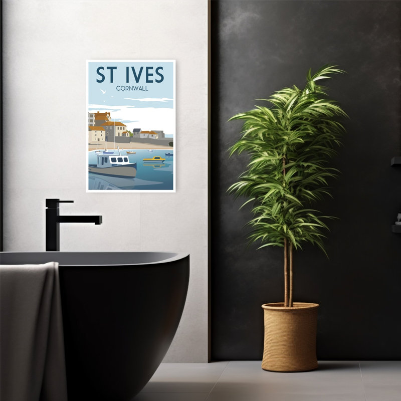 St Ives Cornwall Harbor Abstract Coastal Wall Art Print 1 Piece Wrapped Canvas Wall Art, 60.96cm H x 40.64cm W