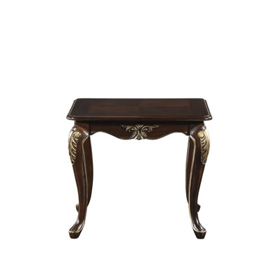 Table de bout au fini cerisier foncé avec inclinaison dorée, style traditionnel formel, pieds, idéale pour le café et l'utilisation, table basculante en bois comme matériau principal, look, salon approprié, confectionné