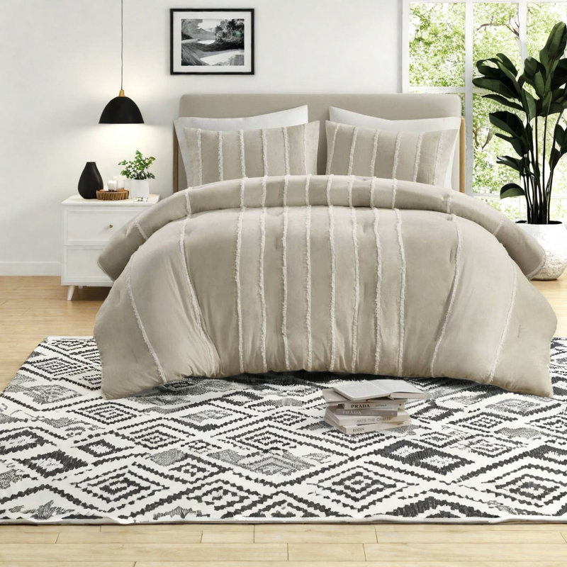 Ensembles de literie en coton confortables pour grand lit à rayures