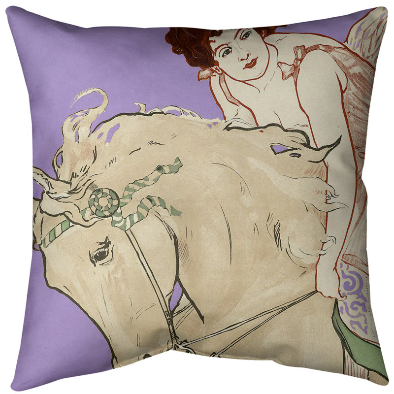 Coussin décoratif avec affiche de cheval et de cirque, 14 po x 14 po, Bourre en polyester, Mauve
