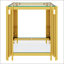Table de bout moderne à miroir noir avec structure asymétrique en métal, tablette inférieure pour le salon, 19,9 po-1553819240