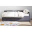 Lit plateforme simple tapissier en forme de L avec rangement et tiroirs-114677654