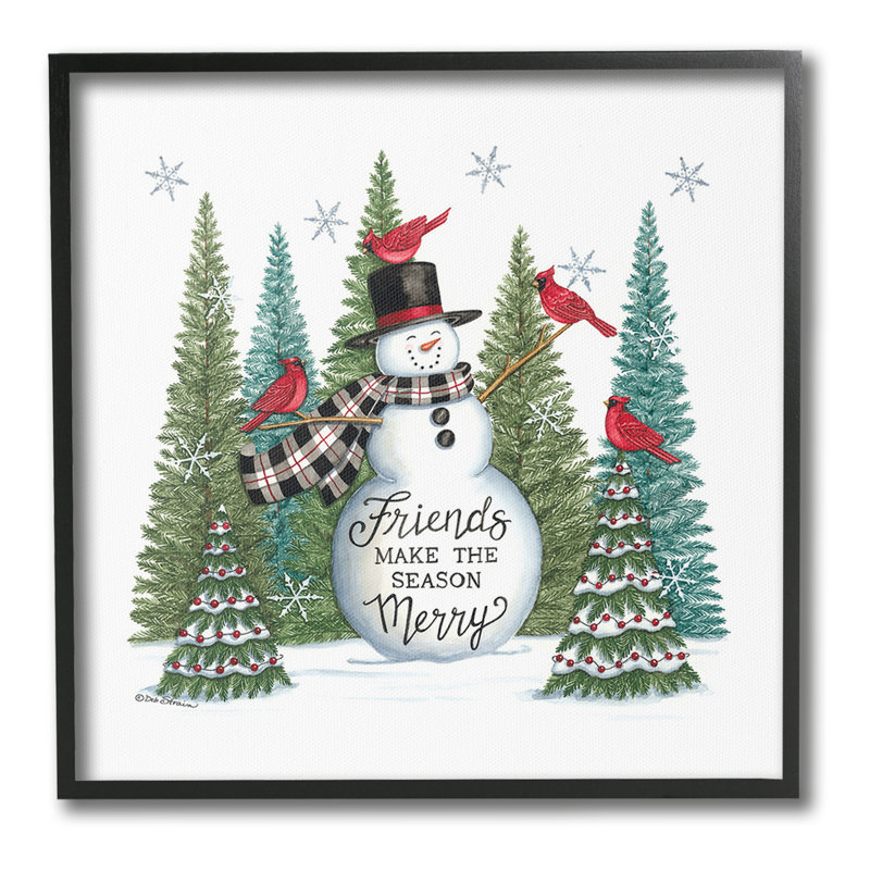 «Winter Friendship Snowman Single Photo Frame» par Deb Strain sur toile, Giclée encadrée noir minuit, H 24 po x l 24 po