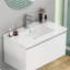 Lavabo de salle de bain en céramique blanche de 32 pouces, convient à un meuble-lavabo de 32 pouces, trou de robinet pré-percé, design minimaliste moderne, durable et facile à nettoyer