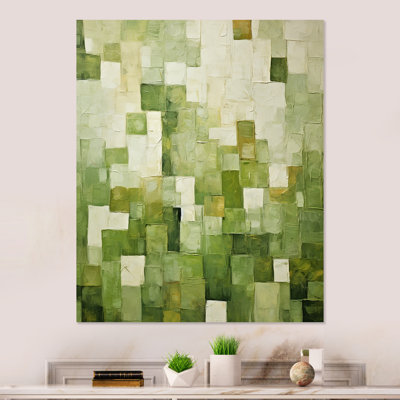 Abstract Green Tiles Incubism - Abstract Tile Metal Wall Art