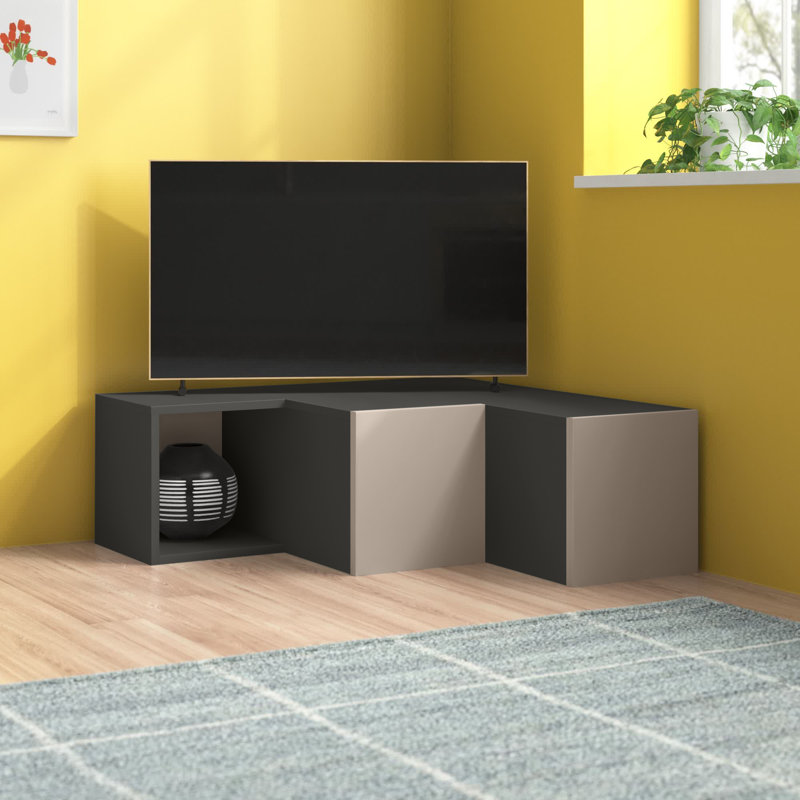 Modern TV Stand with Wall-Mount Option, Anthracite & Light Brown, 35.4 x 12.6 x 36.2 inches | 100% Melamine Coated Particle Board, Thickness: 0.7 inches | Multiple Shelves for Storage & Display, Stylish Design