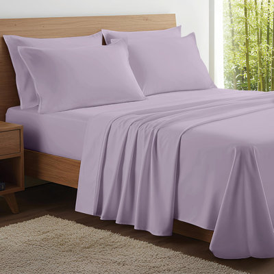 100% Organic Viscose From Bamboo Sheets Set, 300 Thread Count, 4-pc Set, Luxury Cooling Sheets, Deep Pockets - Gift-Ready Packaging, Short Queen Size (Lavender)