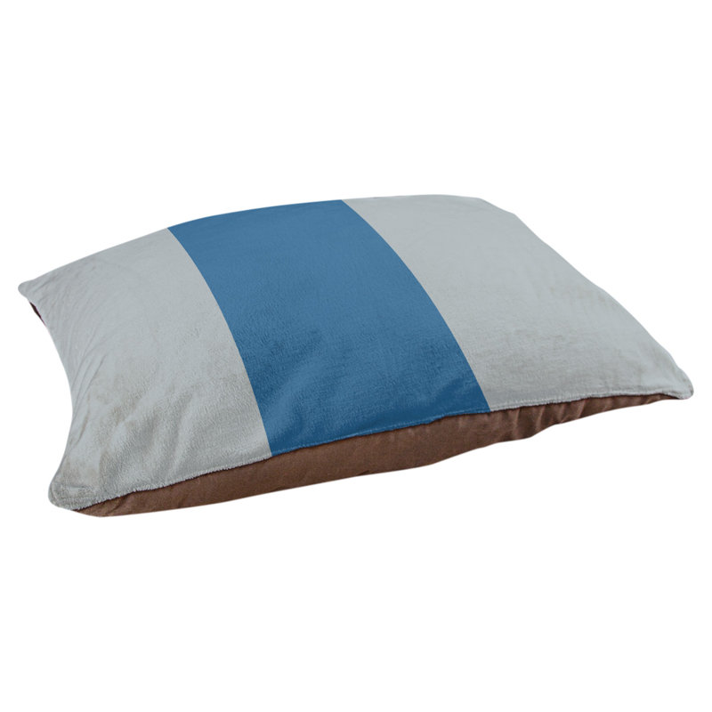 Coussin rectangulaire designer Kansas City, Moyen (L 30 po x l 40 po), Argent / bleu