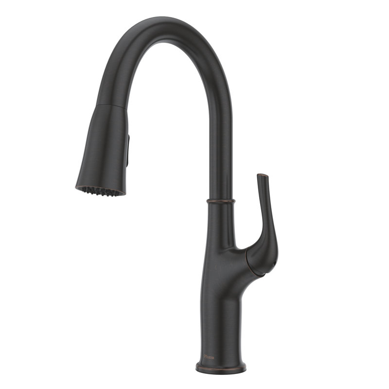 Pfister Highbury 1-Handle Pull-Down Polished Chrome Kitchen Faucet, Tuscan Bronze