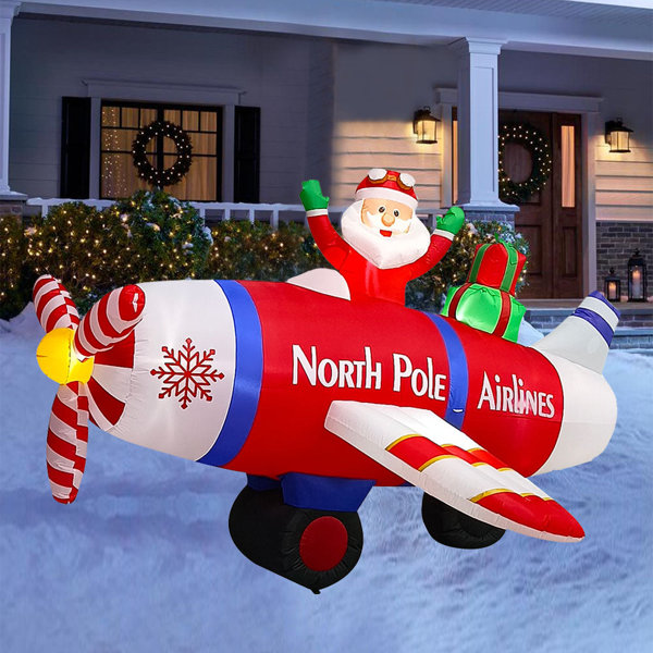 The Holiday Aisle® Animated Flying Santa Claus Inflatable & Reviews ...