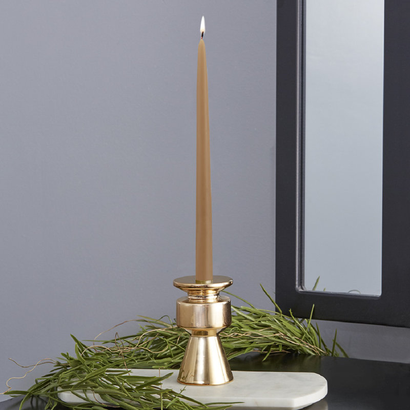 Smooth Hand-Dipped 12-Inch Beeswax Taper Candles, 12-Count