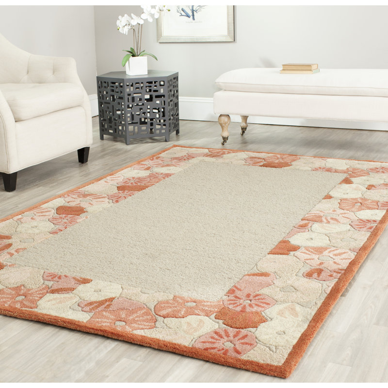 Martha Stewart Hand Tufted Wool/Viscose Floral Rug in Cayenne, Rectangle 8' x 10'
