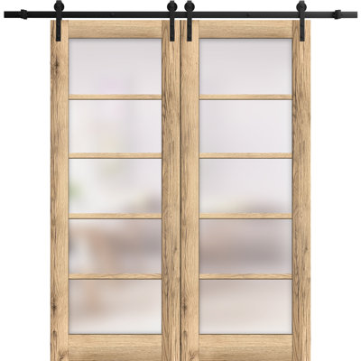Quadro Solid + Manufactured Wood Paneled without Installation Hardware Kit Barn Door