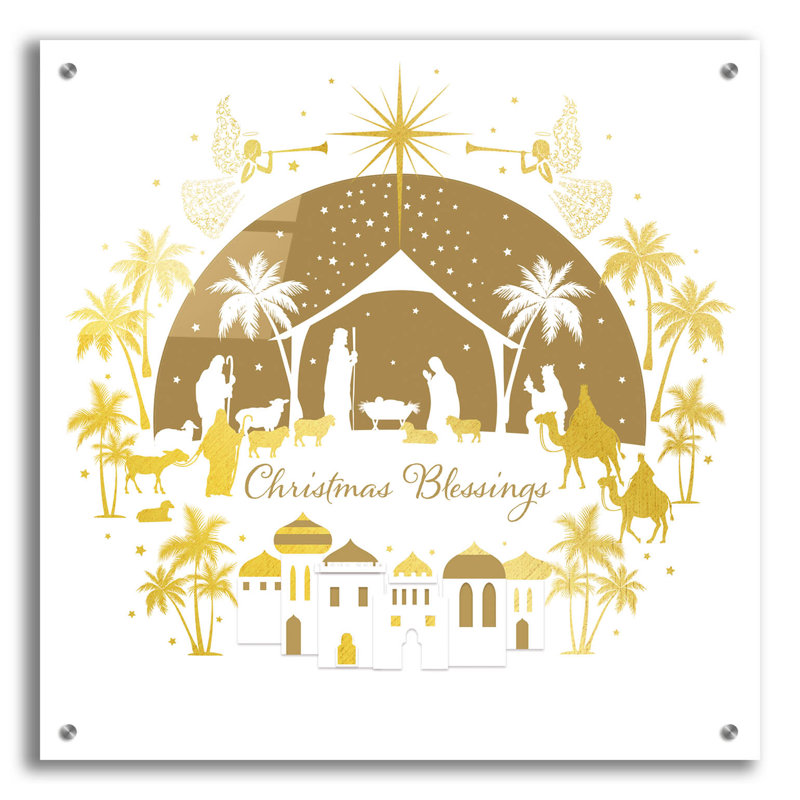  «Golden Bethlehem» par Elle Media Group, art mural en verre acrylique, 24 po x 24 po, H 24 po x l 24 po