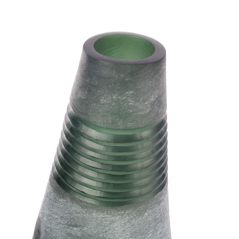 Amahle Handmade Handblown Glass Table Vase, Fern Green, 21" H x 11" W x 11" D